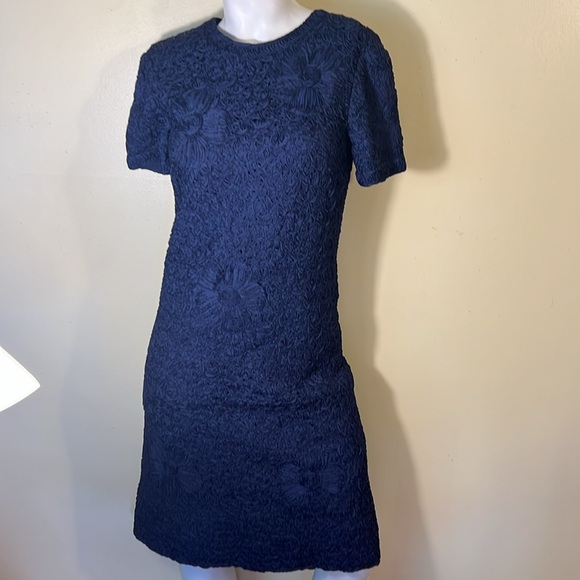 Ribbon Knit Vintage 1940s Style Knit Ribbon Rayon Dress - Picture 6 of 11